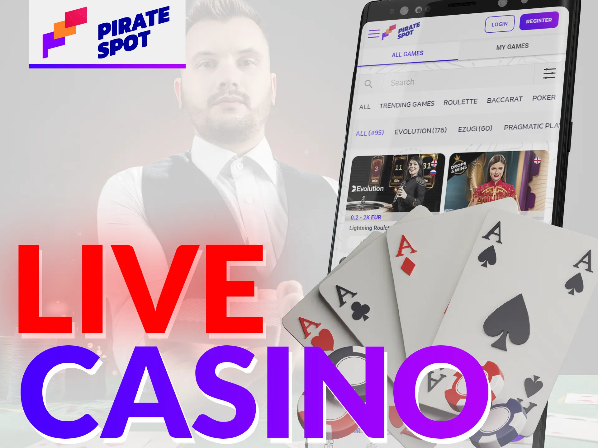 Live dealer games online in the casino section on Pirate Spot.