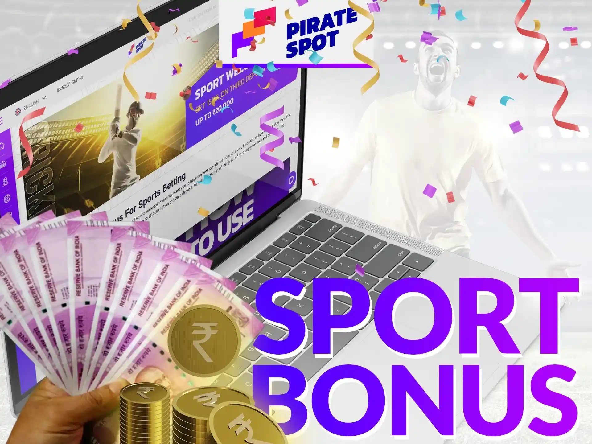 Especially for sports betting fans, Pirate Spot gives a welcome bonus of up to 20,000 INR.